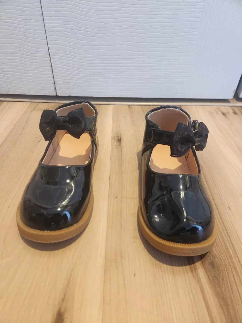 Black Patent Mary Jane Shoes with velcro strap and Bow